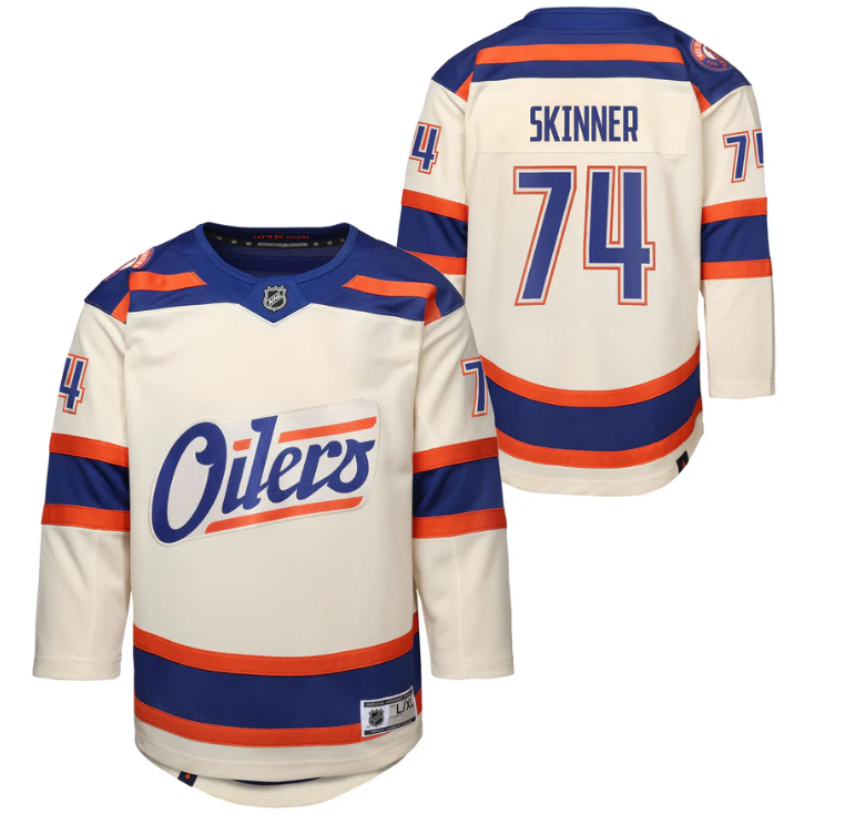 Men Edmonton Oilers #74 Skinner white 2025 NHL jersey